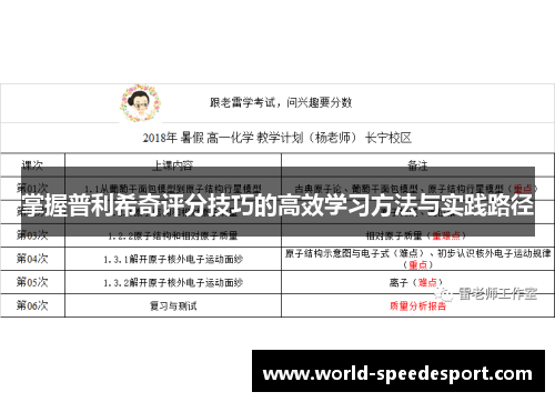 掌握普利希奇评分技巧的高效学习方法与实践路径