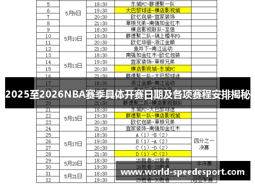 2025至2026NBA赛季具体开赛日期及各项赛程安排揭秘